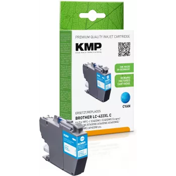 KMP pārstrādāta zilā (cyan) tintes kasetne Brother LC422XLC (1500 lappuses)