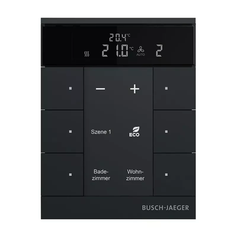 Busch-Jaeger telpas temperatūras regulators 6-gang, matēti melns SBR-F-6.0.11-885 (2CKA006220A0900)