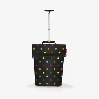 Reisenthel Trolley M iepirkšanās ratiņkoma, 43 L, poliesters, melna ar punktiem, 2 riteņi, teleskopisks rokturis (NT7009)