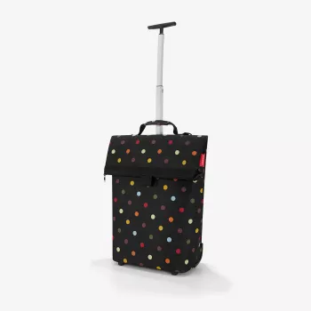 Reisenthel Trolley M iepirkšanās ratiņkoma, 43 L, poliesters, melna ar punktiem, 2 riteņi, teleskopisks rokturis (NT7009)