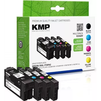 KMP 1637,4005 saderīgu tintes kasetņu komplekts Epson Workforce Pro WF-3720 sērijai - melna, ciāna, fuksīna, dzeltena (4 gab.) 1638,4005
