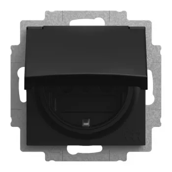 BUSCH-JAEGER SCHUKO kontaktligzda ar atlokāmu vāciņu IP44, Melna matēta 2CKA002013A5538