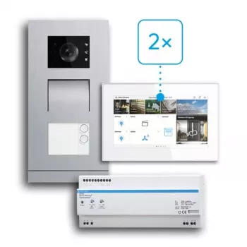 BUSCH-JAEGER 83-2FHA/SET divu ģimeņu mājas video domofona komplekts, 2 vadu, iedziļināti montējams 2CKA008300A1462