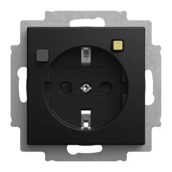 Busch-Jaeger FI-Schukomat SCHUKO kontaktligzda ar RCD, 16 A, 10 mA, ierīkojama, melna matēta 2CKA003116A0673
