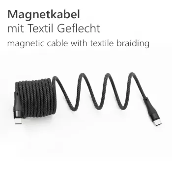 MAXTRACK C532-1L USB 2.0 spirālveida kabelis, USB-A uz USB-C, 1 m, melns, ar zelta pārklājuma kontaktiem