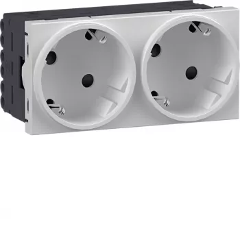 HAGER GS20229016 SCHUKO kontaktligzda, 2 vietu, 33°, satiksmes balta
