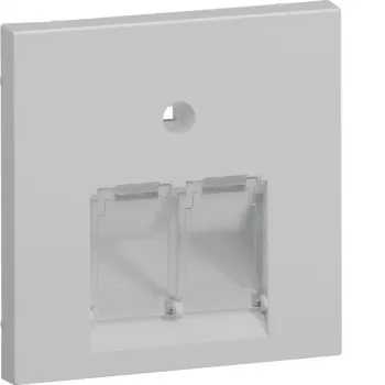 Hager GZUAE2A7035 centrālais pārsegs 2 UAE/RJ45 ligzdām, gaiši pelēks RAL 7035