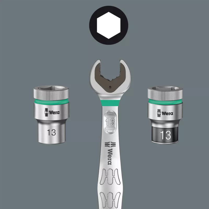 Wera 8100 SA 13 Zyklop Speed 1/4 inch sprūdrata atslēga, 152 mm, hroma vanādija tērauds 05004022001