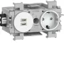 Hager Winsta Schuko kontaktligzda ar divām USB-C PD 20W uzlādes portiem, polāri balta GS17019016