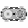 Hager Winsta Schuko kontaktligzda ar divām USB-C PD 20W uzlādes portiem, polāri balta GS17019016