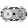 Hager Winsta Schuko kontaktligzda ar divām USB-C PD 20W uzlādes portiem, polāri balta GS17019016