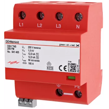 DEHN DSH TNS 255 FM kombinētais pārsprieguma aizsargs Type 1+2 TN-S sistēmām (941405)
