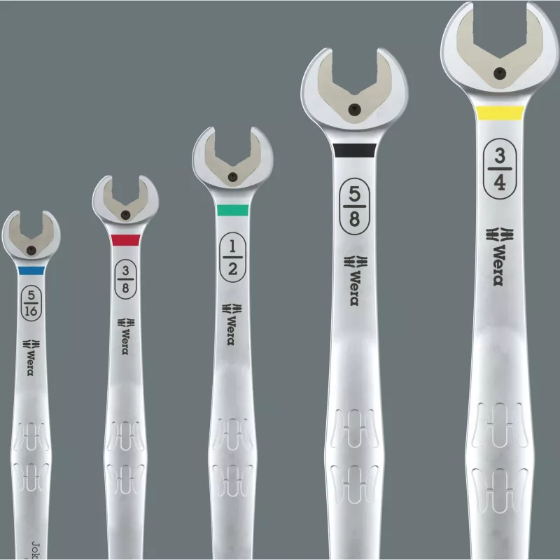 Wera 6007 Joker Imperial 8 gabalu kombinēto uzgriežņu atslēgu komplekts, 5/16 inch–3/4 inch, hroma-molibdēna tērauds, tekstila maciņš 05020385001