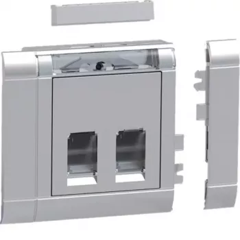 Hager GSETDM032LAN Datu kontaktligzdas uzstādīšanas komplekts, 2x RJ45, Cat.6A, ekranēts, alumīnija priekšpanele, Type 03