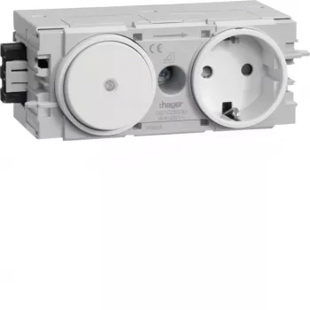HAGER GS11009016 Schuko kontaktligzda ar pārslēga slēdzi, satiksmes balta