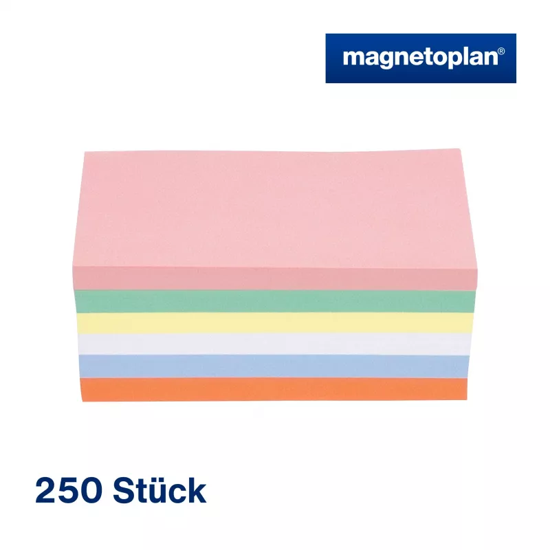 MAGNETOPLAN HOLTZ komunikācijas kartītes taisnstūra 200 x 100 mm dažādās krāsās (rozā, zaļa, dzeltena, balta, zila, oranža) - 250 kartītes 112501510