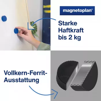 Magnetoplan Discofix Magnum daudzkrāsu magnēti tāfelei, 34 mm, 10 gab. 1660010