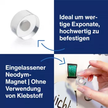 MAGNETOPLAN HOLTZ magnetoplan dizaina magnēti, 25 mm, 6 neodīma magnētu komplekts ar caurspīdīgu akrila rokturi, pulēti (1680025)
