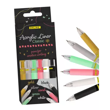 ONLINE® Classic akrila marķieru komplekts 1.0 mm, 6 dažādās krāsās (18631/6)