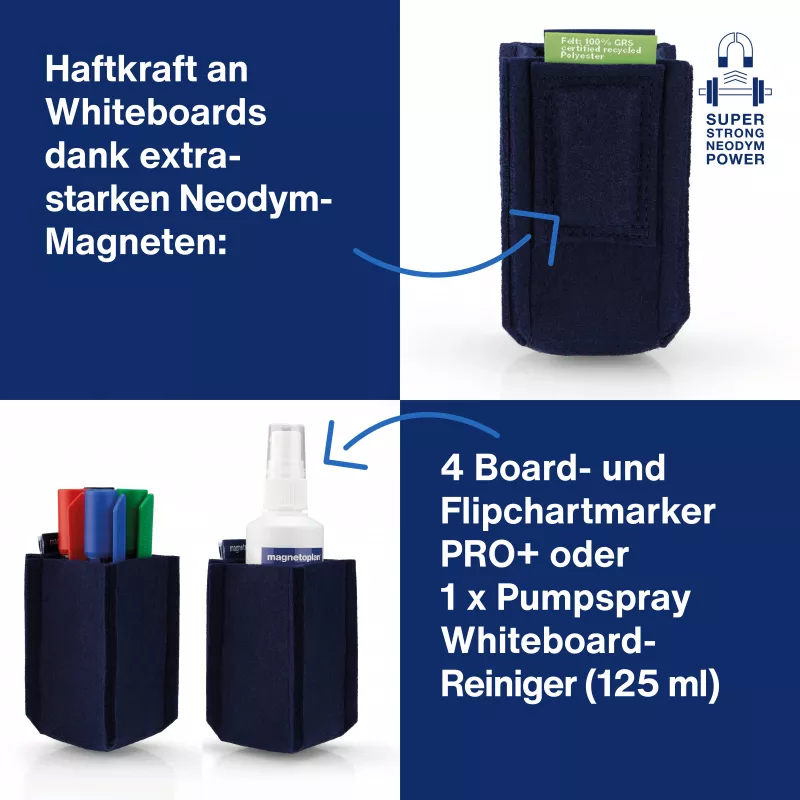 magnetoplan magnetoTray small 1227614 zilais pildspalvu turētājs