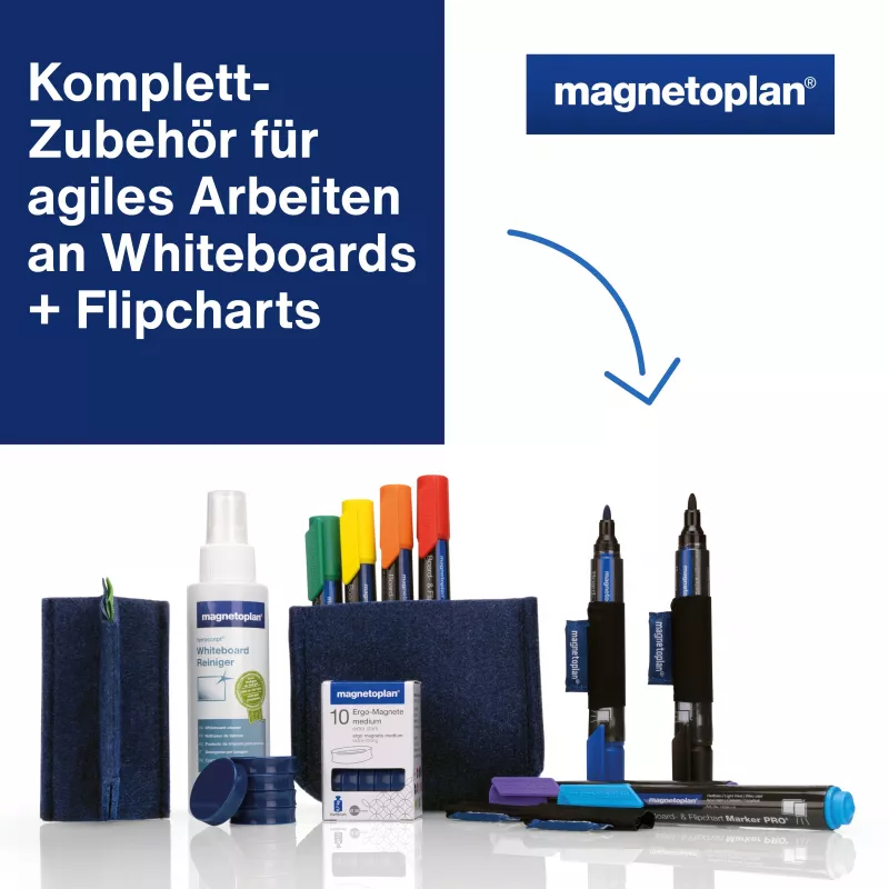 MAGNETOPLAN HOLTZ Tāfeles piederumu komplekts Blue - dzēsējs un magnētiskā paplāte (1230914)