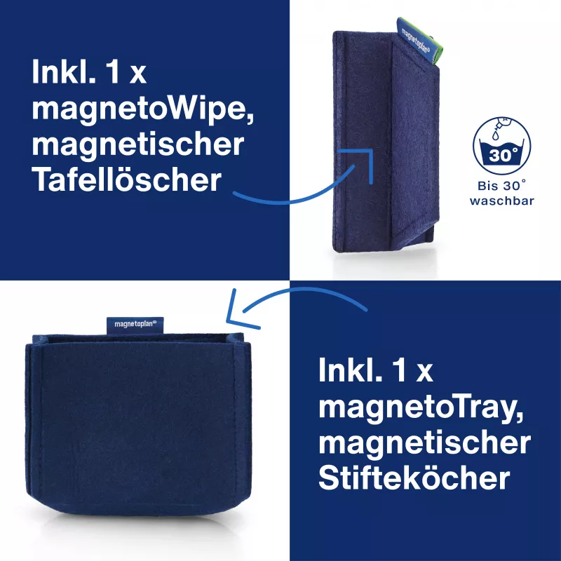 MAGNETOPLAN HOLTZ Tāfeles piederumu komplekts Blue - dzēsējs un magnētiskā paplāte (1230914)