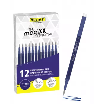 ONLINE magiXX gēla pildspalvas uzpildes zilas 0,7 mm vidējas 12 gab. (40167)