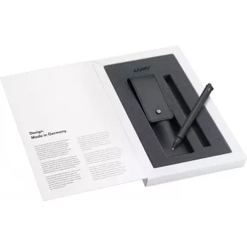 LAMY swift rullīšu pildspalvas dāvanu komplekts matēti melns ar ādas maciņu 1238758