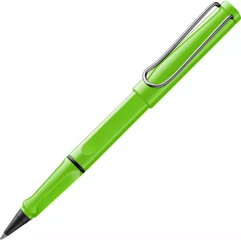 LAMY safari Rollerball pildspalva zaļa spīdīga ar ergonomisku satvērēju un metāla klipsi 1240192
