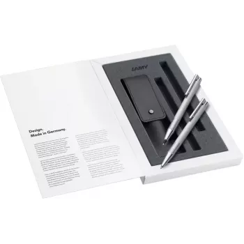 LAMY logo Brushed Black rakstāmpiederumu komplekts – lodīšu pildspalva un mehāniskais zīmulis dāvanu kastītē 1240662