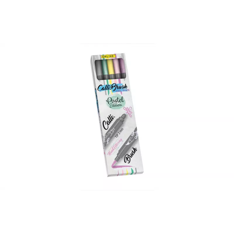 ONLINE® Calli.Brush Double Pastel Brush-Pens ar diviem galiem, dažādas krāsas (19079), 5 gab.