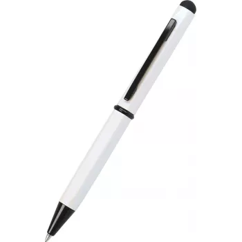 ONLINE SCHREIBGERÄTE Hexagon Stylus lodīšu pildspalva, balts korpuss, zils tint, kapacitatīvais stylus, pagriežams mehānisms, alumīnijs, 1 gab. (21031/3D)