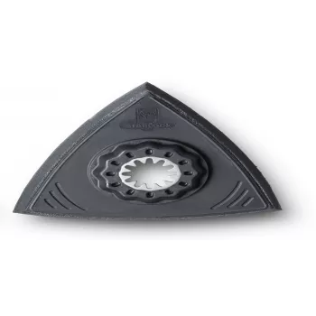FEIN 63806141220 trīsstūrveida slīpēšanas paliktnis oscilējošiem daudzfunkciju instrumentiem, 80 mm, ar Velcro stiprinājumu, bez perforācijas, melns