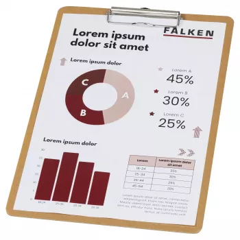 FALKEN PURE Nature A4 rakstāmklipsis, brūns, no pārstrādāta kartona, metāla klips, ierullējama cilpa, 80 lapu ietilpība 15072600000F