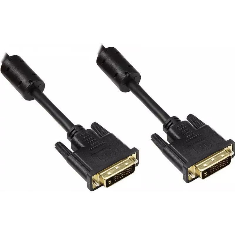 Good Connections DVI-D Dual Link kabelis 24+1 tēviņš-tēviņš, zelta pārklājuma kontakti, ferīta serde, melns, 1,8m (4310-DG2)