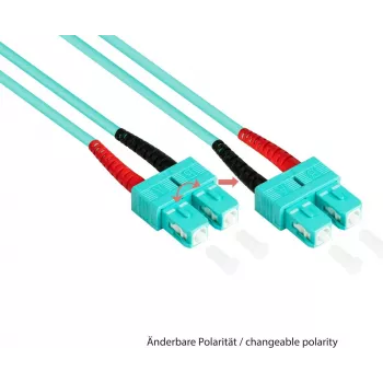 GoodConnections 10m Duplex Multimode OM3 50/125 SC/SC optiskās šķiedras savienojuma kabelis, Aqua LSZH LW-810SC3