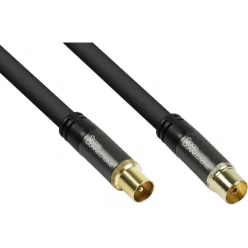 GoodConnections SmartFLEX antenas kabelis, IEC koaksiālais tēviņš uz mātīti, zelta pārklājums, četrkāršs ekranējums, 120 dB, melns, 7,5 m (GC-M2056)