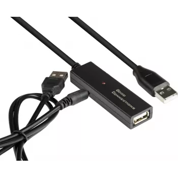 Good Connections aktīvais USB 2.0 pagarinājuma kabelis, Type-A male uz Type-A female, varš, melns, 15m (GC-M0133)