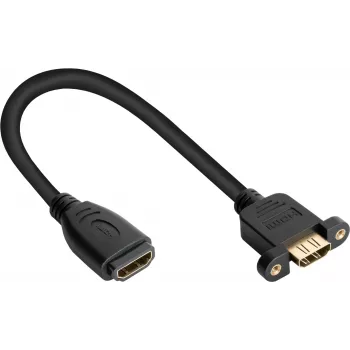 Good Connections HDMI instalācijas kabelis, HDMI Type A female uz panel mount female, 0,3 m, melns HDMI-AD23