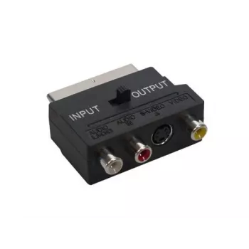 GoodConnections Alcasa 5525-3CU SCART uz 3x RCA + S-Video adapteris ar virziena slēdzi, melns