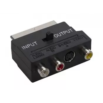 GoodConnections Alcasa 5525-3CU SCART uz 3x RCA + S-Video adapteris ar virziena slēdzi, melns