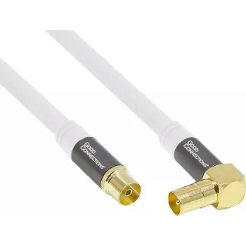 Good Connections GC-M2070 SmartFLEX TV antenas kabelis ar leņķa savienotāju - 30 m - IEC koaksiālais tēviņš leņķī uz mātīti - četrkārtējs ekranējums 120dB 75 Ohm - zeltīti savienotāji - balts