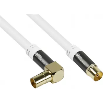 Good Connections GC-M2070 SmartFLEX TV antenas kabelis ar leņķa savienotāju - 30 m - IEC koaksiālais tēviņš leņķī uz mātīti - četrkārtējs ekranējums 120dB 75 Ohm - zeltīti savienotāji - balts