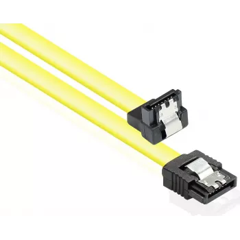 GoodConnections SATA 6 Gb/s kabelis ar metāla fiksatoriem, leņķveida, 0,50 m, dzeltens 5047-AW05Y