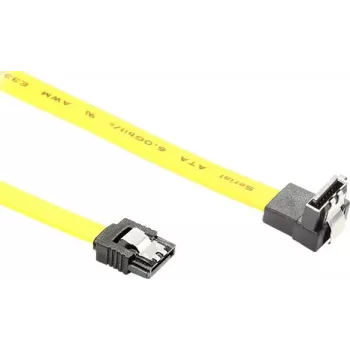 GoodConnections SATA 6 Gb/s kabelis ar metāla fiksatoriem, leņķveida, 0,50 m, dzeltens 5047-AW05Y