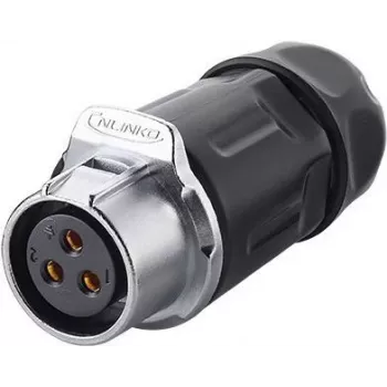 GoodConnections S1 Power 3 kontaktu ligzdas panel montāžas apaļais savienotājs, M20 vītne, lodēšanas kontakti, IP67, 16A/250V IC01-20P302