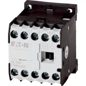 Eaton DILEM4-G (24 V DC) mini kontaktors, 3 polu, 9 A, 4 kW, 1 NO palīgkontakts, skrūvju spailes, IP20, melns/balts 012701