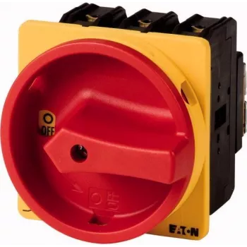 Eaton P3-63/EA/SVB/N/HI11 3-polīgu galvenais slēdzis 63 A, virsmas montāža, IP65, bloķējams sarkans/dzeltens rokturis 067351