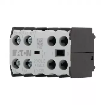 Eaton 20DILE palīgkontaktu bloks, 2-polu, 1NO+1NC, sānu montāža, skrūvju spailes, IP20, melns/balts 010208