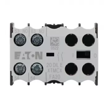 Eaton 20DILE palīgkontaktu bloks, 2-polu, 1NO+1NC, sānu montāža, skrūvju spailes, IP20, melns/balts 010208